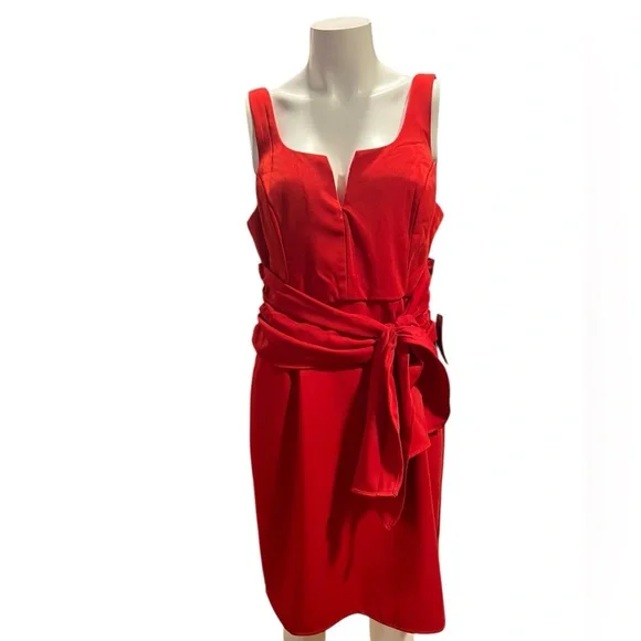 Red Sleeveless Wrap Midi Dress New With Tag - Picture 2 of 12